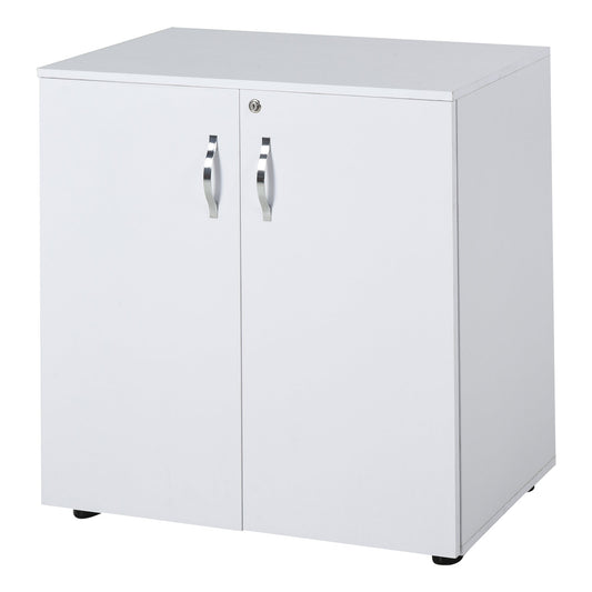 Multipurpose Lockable Office Cabinet, File Cabinet with 2 Doors and Internal Wooden Shelf, White, 80x40x80cm