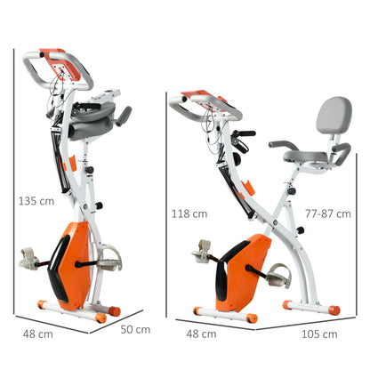 Folding Exercise Bike with 8-Level Magnetic Resistance, Heart Rate Sensor, 2.5kg Flywheel, Orange