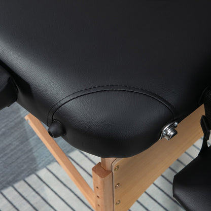 Professional Foldable Massage Table with Adjustable Height and Carrying Bag, Black