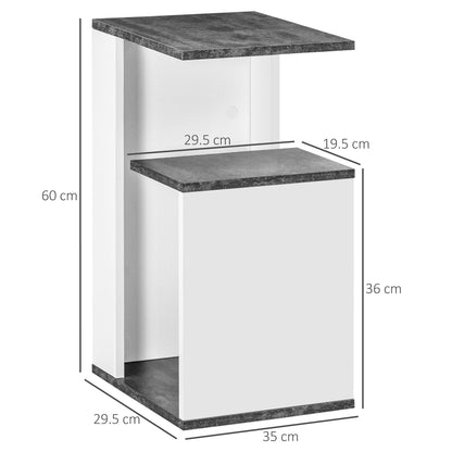 NEW Design Chipboard Open Shelf Nightstand, 35x29.5x60 cm, Grey and White