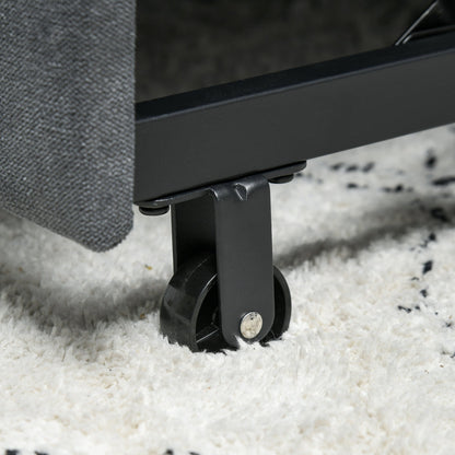 Sofa Bed with 3-Level Adjustable Backrest, in Velvet Effect Fabric, 148x87x88 cm, Grey