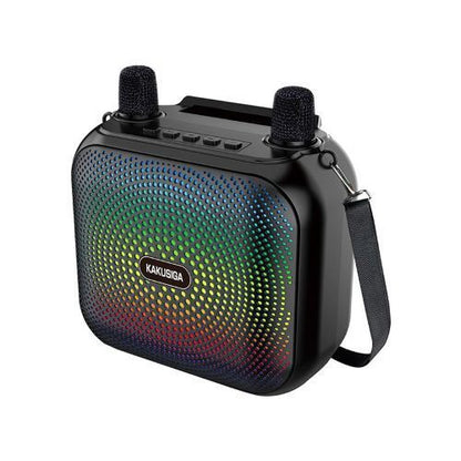 Rechargeable speaker, double microphone, led lights
