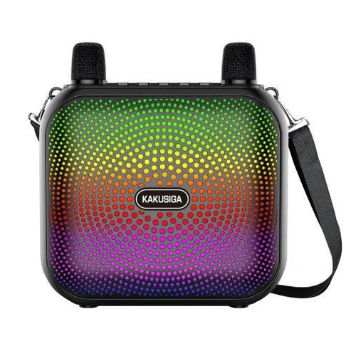 Rechargeable speaker, double microphone, led lights