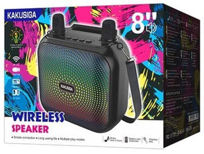 Rechargeable speaker, double microphone, led lights