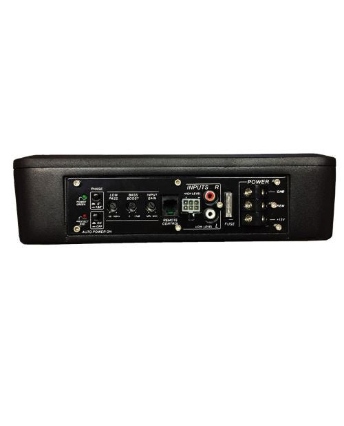 600W, active, car subwoofer, die-cast metal, remote control