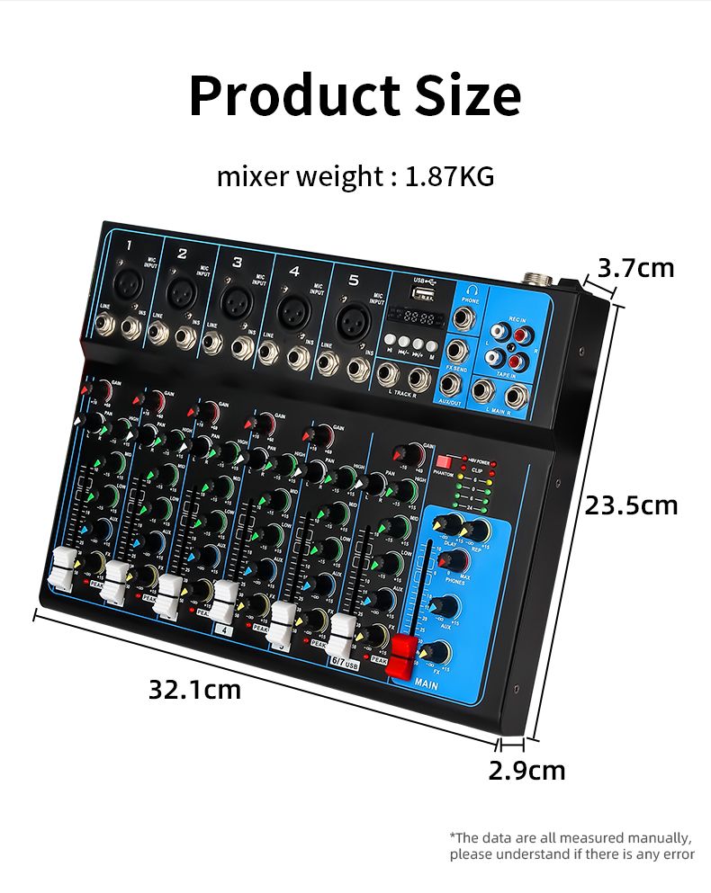 4-7 channels, audio mixer, WEB F-7