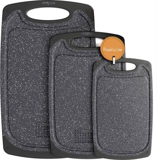 RoyaltyLine CB3PCB Chopping Board Set – 3 Sizes, Non-Slip