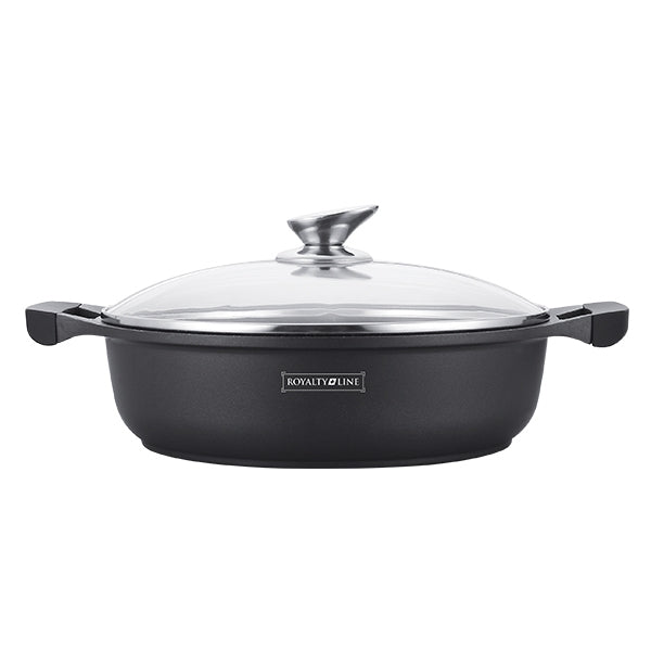 RoyaltyLine BR34M Marble-Coated Shallow Casserole – 34 cm