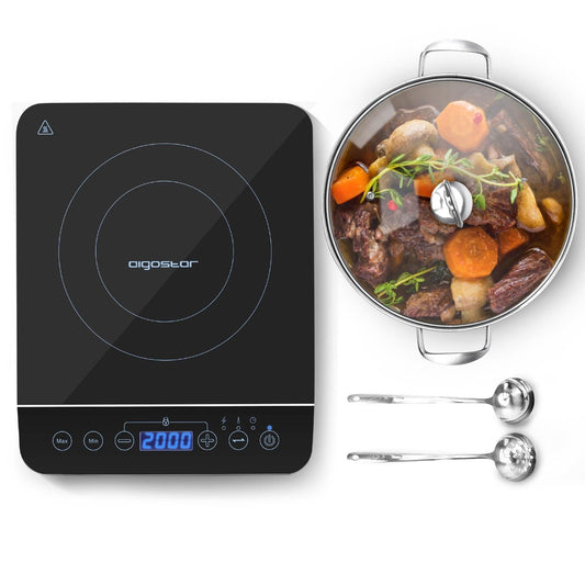 2000W, induction cooker set, induction pot, spoons, Aigostar Bluefire