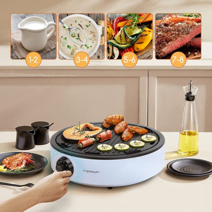 2000W, induction plate, glass ceramic cooking plate, electric grill, 2 in 1, Aigostar Foodie