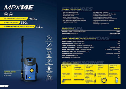 Michelin MPX14E Electric Pressure Washer – 110 Bar