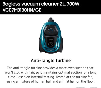 700W, corded, bagless, vacuum cleaner, black-blue, Samsung