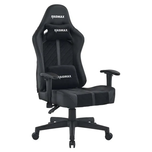 RAIDMAX Drakon Gaming Chair, PU Leather/Fabric, Up to 150kg, 2D Adjustable Armrests, 155deg Tilting, Head & Lumbar support, Black