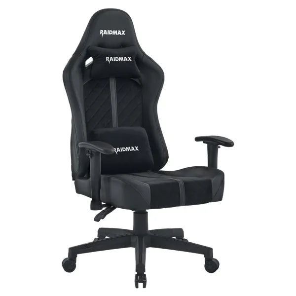 RAIDMAX Drakon Gaming Chair, PU Leather/Fabric, Up to 150kg, 2D Adjustable Armrests, 155deg Tilting, Head & Lumbar support, Black