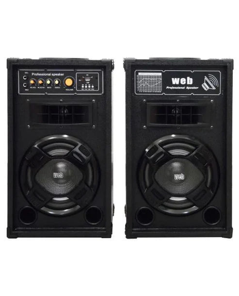 200W Amplified Acoustic Speakers Pair with USB - Black
