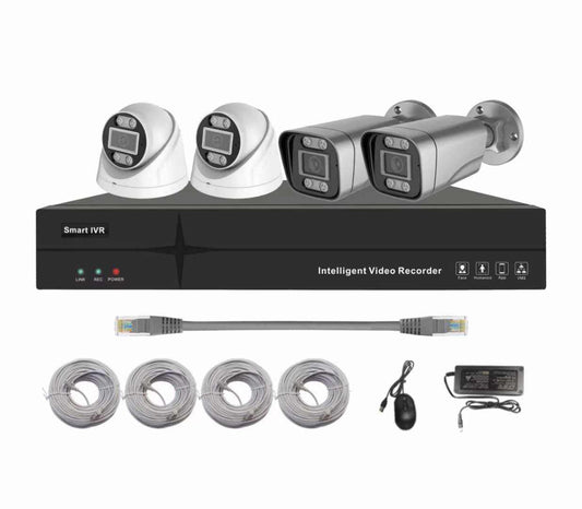 4 cameras, 5MP, IVR, DVR 500GB hard disk, 25MT cable, CAT6