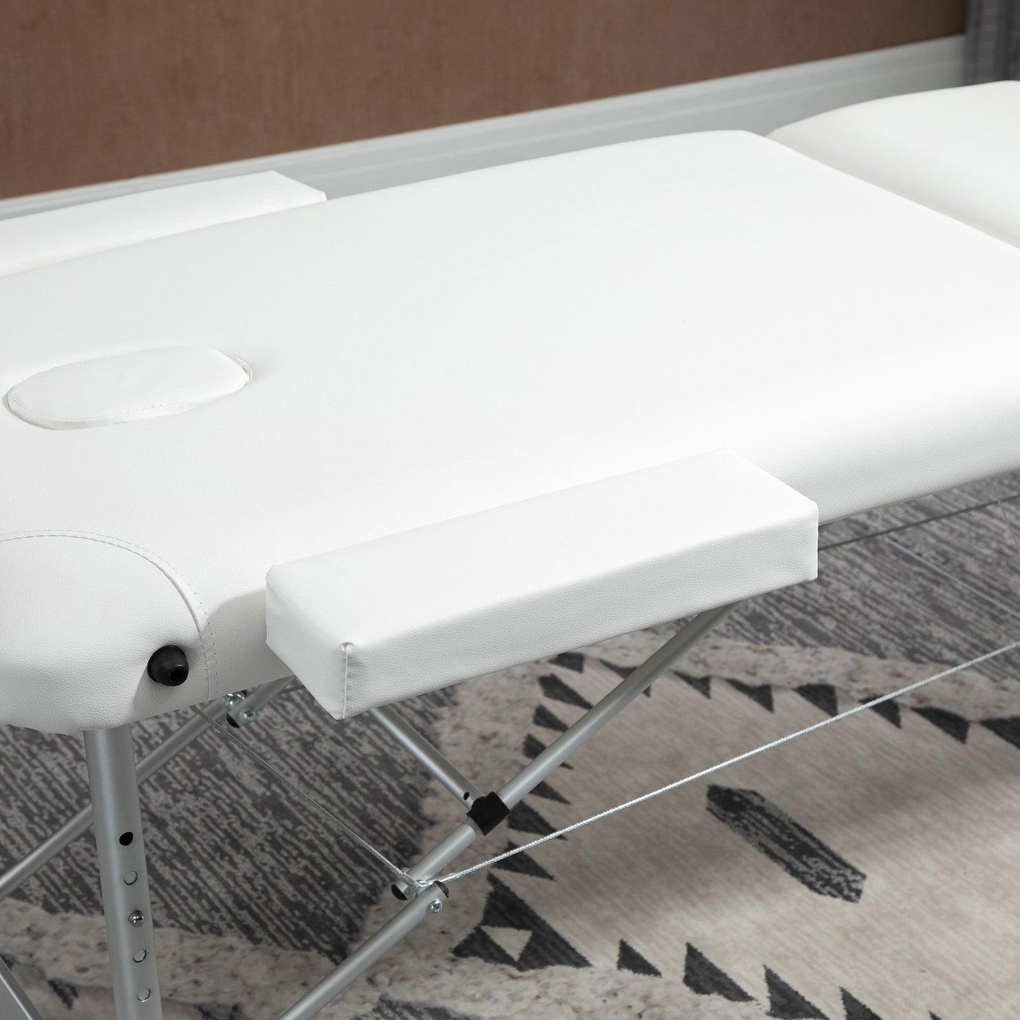 Portable Folding Professional Massage Table in White Aluminum 215x81x61-84cm