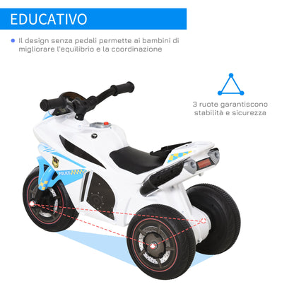 3-Wheeled Ride-On Toy Motorcycle for Kids 18-36 Months Police Style with Music and Headlights, Blue