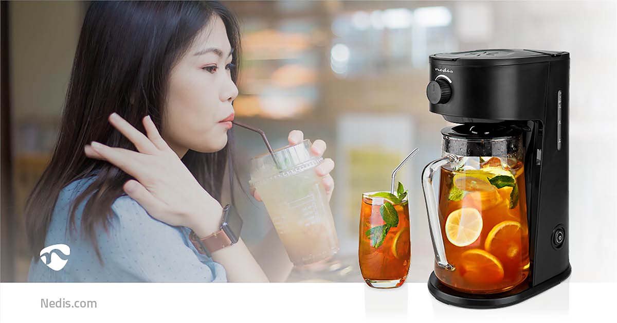 2.5LT, ice coffee maker, ice tea maker, 6 cups, filter coffee, black, Nedis