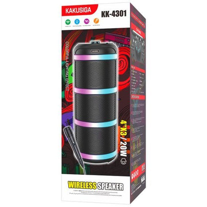3x4" 20W Rechargeable Speaker with LED Lights & Microphone – KK-4301