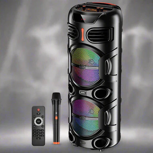 40W, rechargeable speaker, led light, microphone