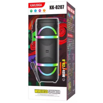 2x8" 40W Rechargeable Speaker with LED Lights & Microphone – KK-8207