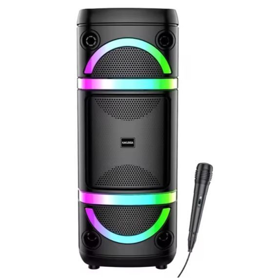 2x8" 40W Rechargeable Speaker with LED Lights & Microphone – KK-8207