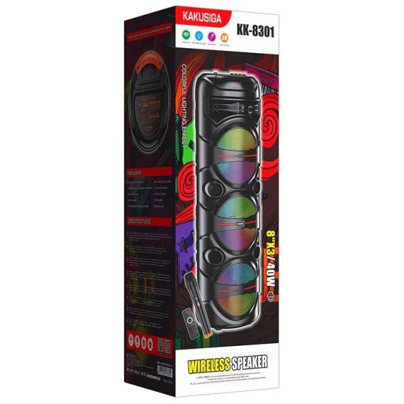 40W, rechargeable speaker, led light, microphone