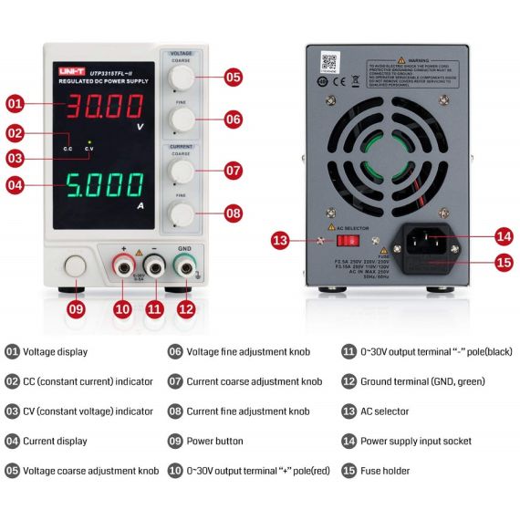 UNI-T UTP3313TFL-II Linear Bench Power Supply – 30V 5A