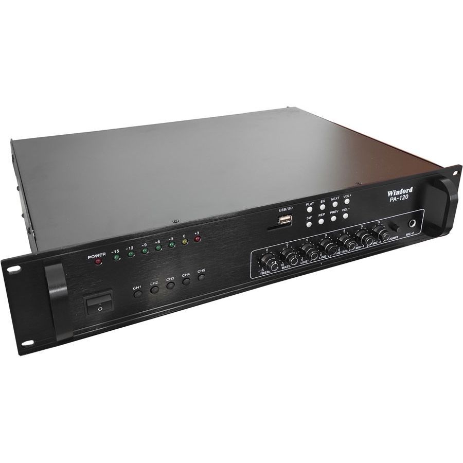 120W, audio amplifier, 5 Channel, 70V-100V-8 Ohm, PA-120