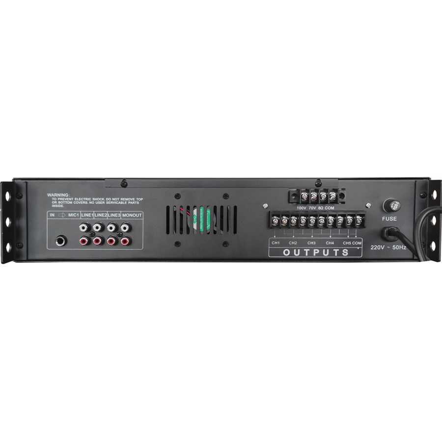 120W, audio amplifier, 5 Channel, 70V-100V-8 Ohm, PA-120