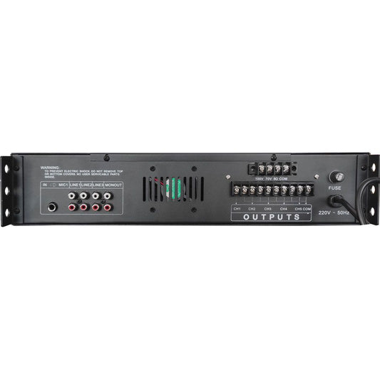 120W, audio amplifier, 5 Channel, 70V-100V-8 Ohm, PA-120