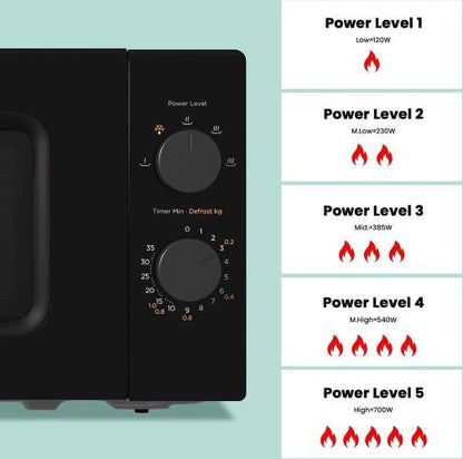 20LT, microwave, oven, 700W, mechanical control, black, ROYALTYLINE MWO-3818-BK