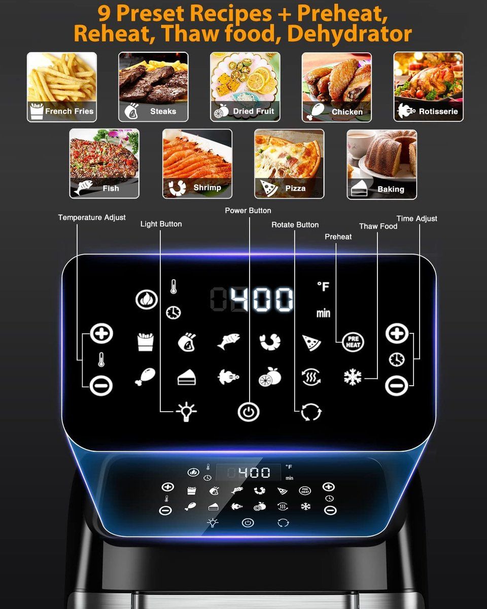 12LT, air fryer, black-silver, Royalty Line AFO1206