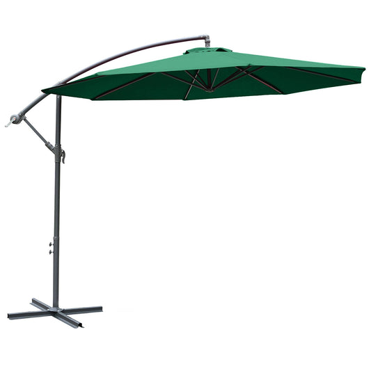 Garden Umbrella 3x2.5 m, Tiltable with Cross Base and Crank, in Steel and Polyester