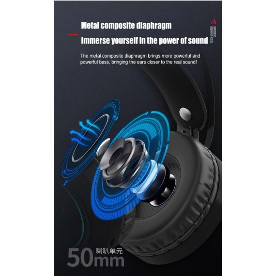 Gaming headset with virtual 7.1 audio microphone with LED lighting