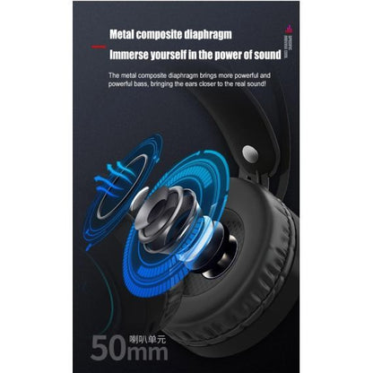 Gaming headset with virtual 7.1 audio microphone with LED lighting