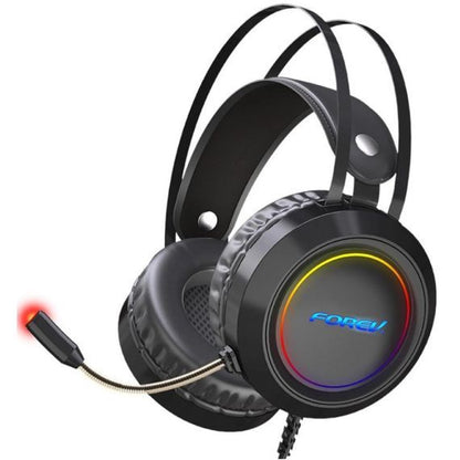Gaming headset with virtual 7.1 audio microphone with LED lighting