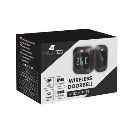 Wireless Doorbell with Temperature Display, LCD, Black