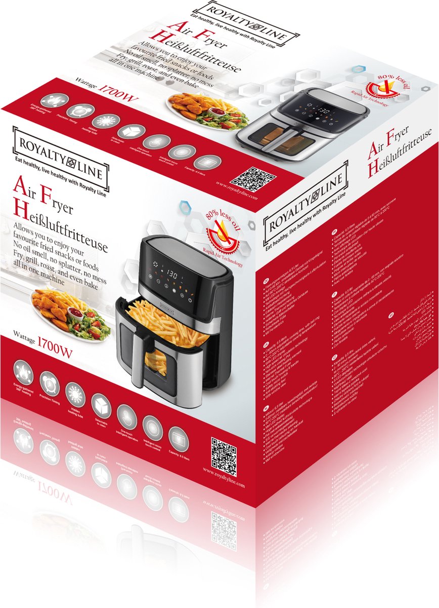 6.5LT, 1700W, air fryer, digital display, Royalty Line