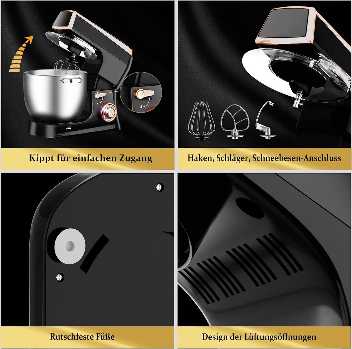 RoyaltyLine PKM2100BG Kitchen Machine – 2100W, 7.5L Bowl