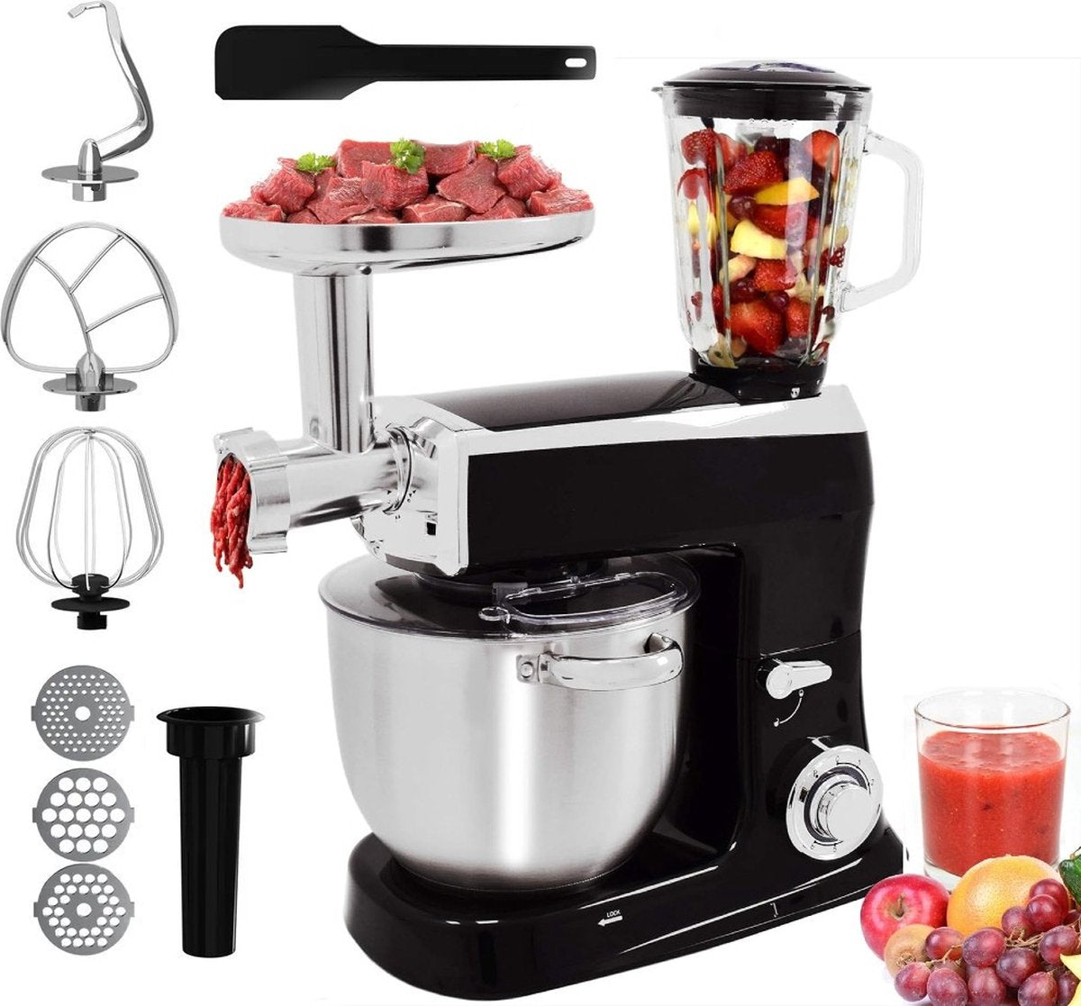 RoyaltyLine PKM2100BG Kitchen Machine – 2100W, 7.5L Bowl