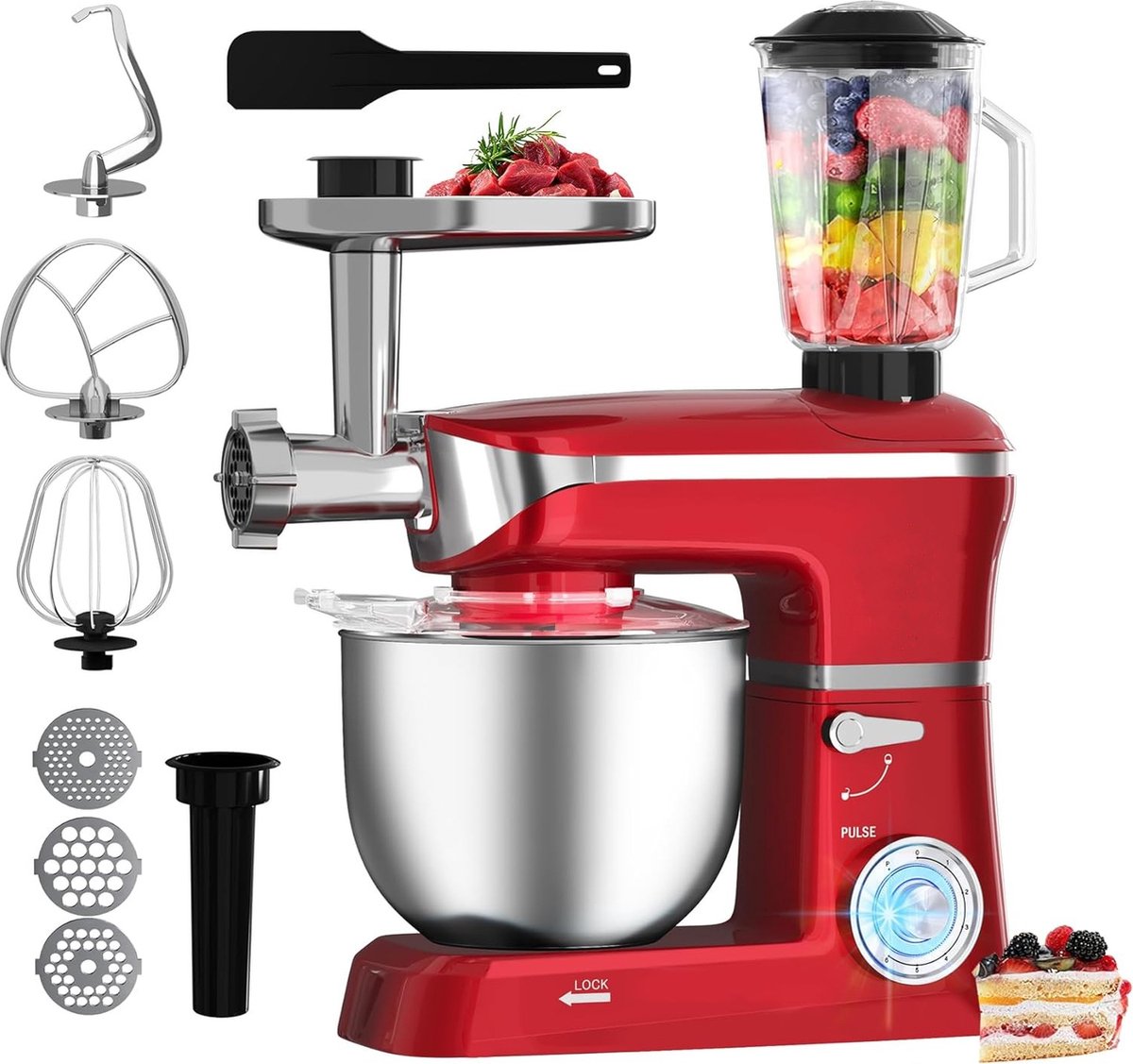 RoyaltyLine PKM1900.7BG 3-in-1 Stand Mixer – 1900W, 6.5L Bowl