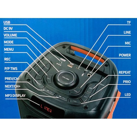 1000W, 8'' , karaoke Wireless Speaker, LED Lights