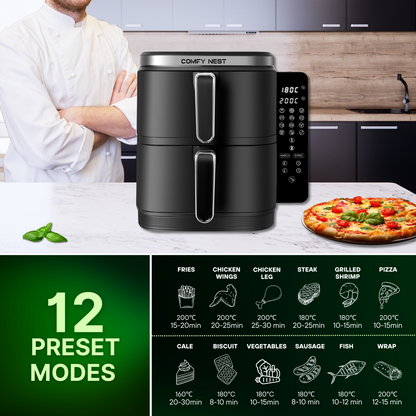 11Ltr, Double Basket Air Fryer, 2800W, Comfy Nest