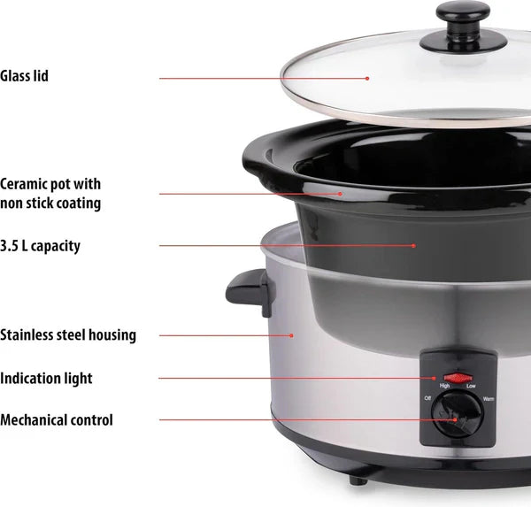 3.5LT, slow cooker, ceramic pot, Royalty Line