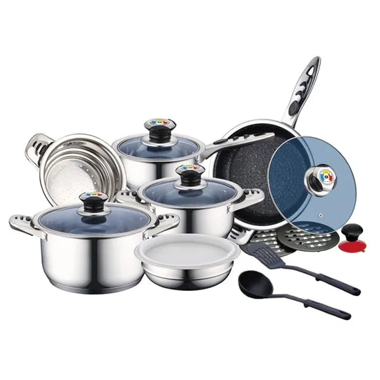 16 pcs, Cookware Set, Dishwasher-safe, Induction-ready, Silver