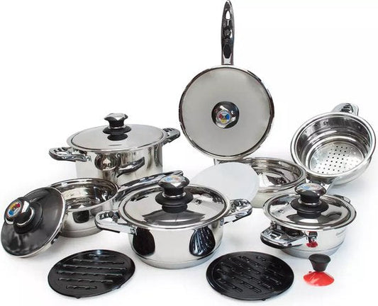 16 pcs, Cookware Set, Marble-coated, Induction-ready, Silver, ROYALTYLINE