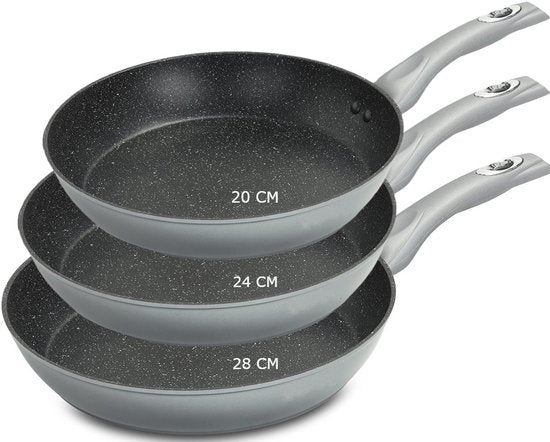 RoyaltyLine FM3F Frypan Set – 20/24/28cm Silver Marble