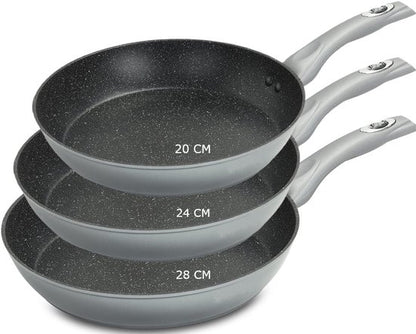 RoyaltyLine FM3F Frypan Set – 20/24/28cm Silver Marble